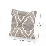 Gillian Boho Wool Pillow Cover, Natural Brown and White