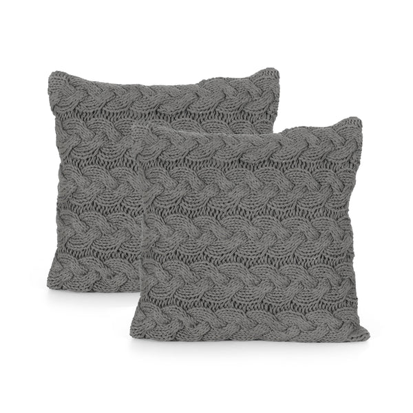 Selina Boho Cotton Throw Pillow (Set of 2), Gray