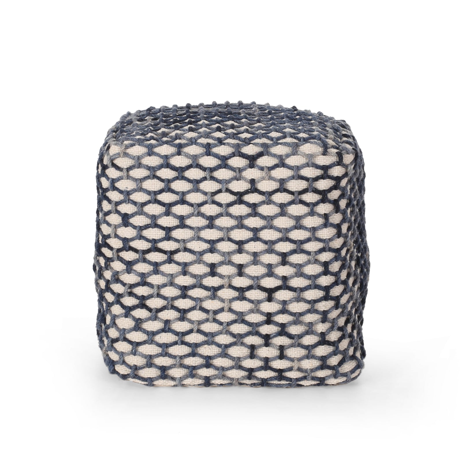 Dark Gray Wool Cylindrical Pouf With Diamond Pattern Dark Gray Wool Cylindrical Pouf With Diamond Pattern