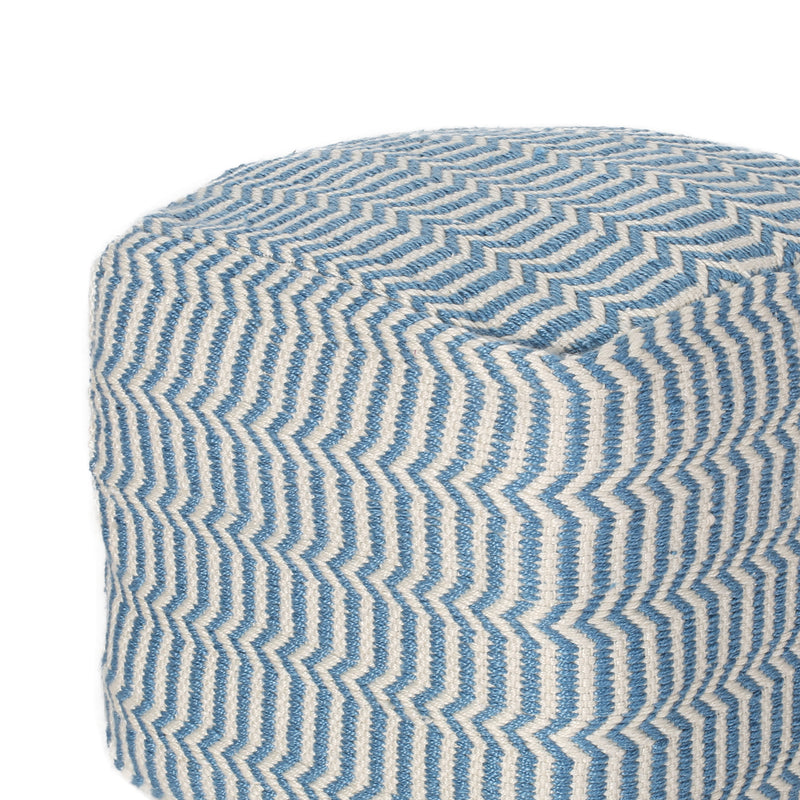 Iris Boho Yarn Pouf, Blue and White