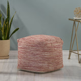 Ivy Boho Yarn Pouf, Red and White
