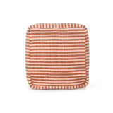 Jacqueline Boho Yarn Pouf, Red and White