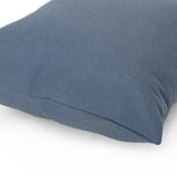 Anastasia Outdoor Modern Square Water Resistant Fabric Pillow (Set of 2), Dusty Blue