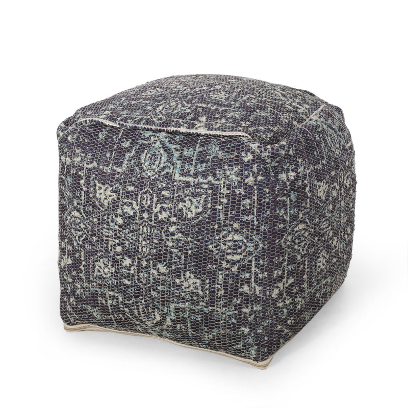 Rossburg Traditional Handcrafted Chindi Cube Pouf