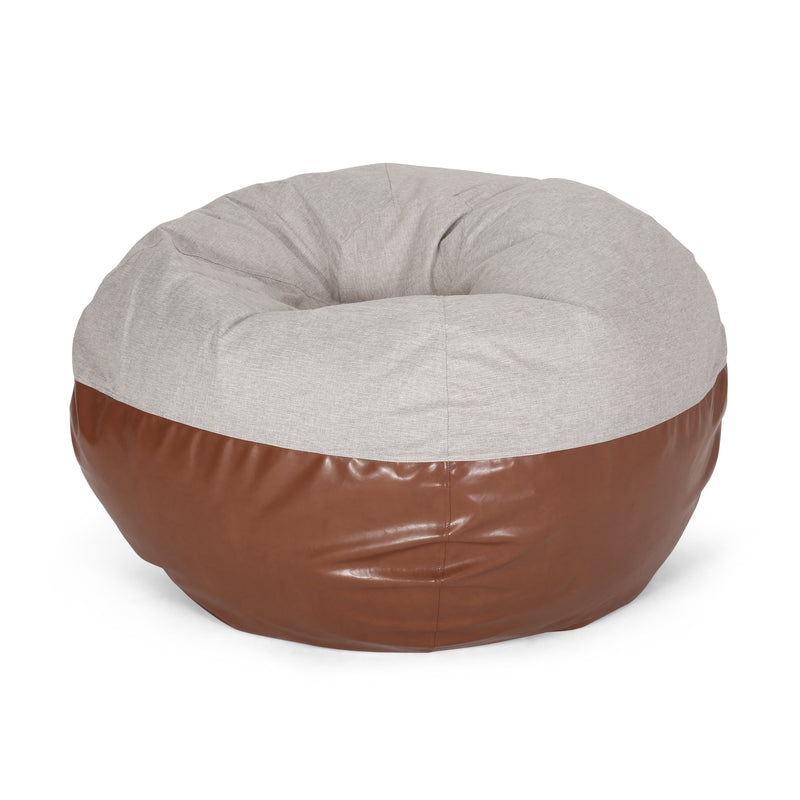 Meagher Modern 5 Foot Two Toned Fabric and Faux Leather Bean Bag