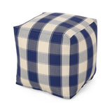 Prestage Modern Fabric Checkered Cube Pouf