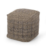 Hinton Handcrafted Boho Fabric Cube Pouf