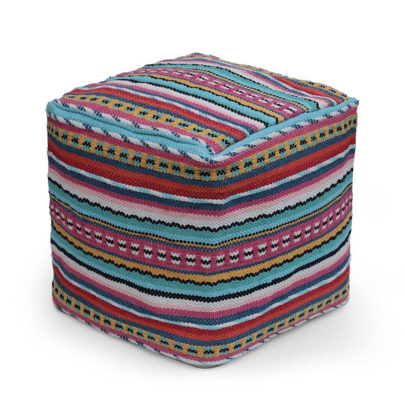 Hilliard Boho Handcrafted Peruvian Print Cube Pouf