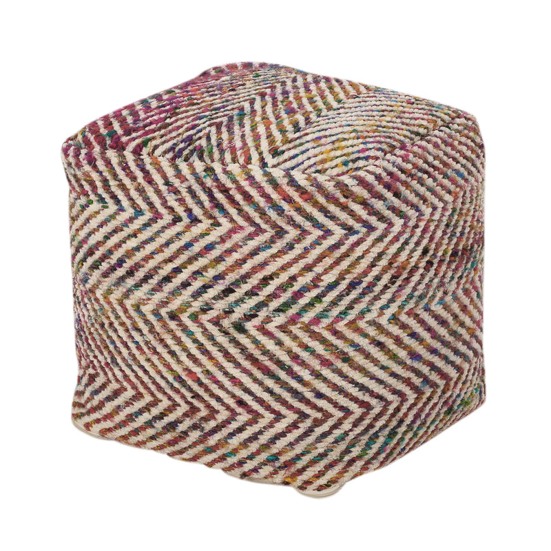 Hulbert Handcrafted Boho Fabric Cube Pouf