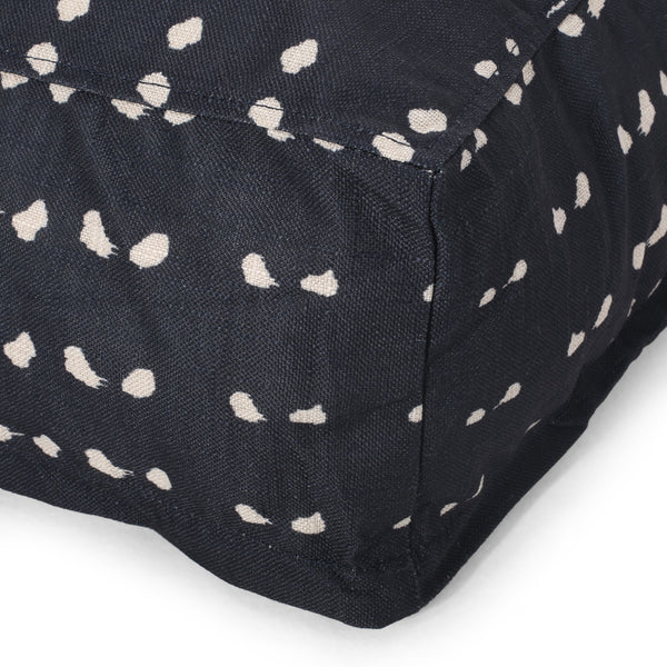 Pates Ivey Boho Fabric Square Pouf, Dark Blue