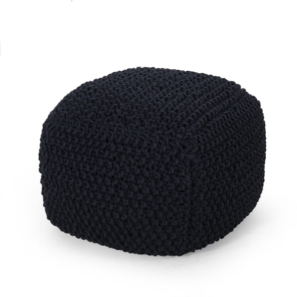 Teresa Modern Knitted Cotton Cube Pouf