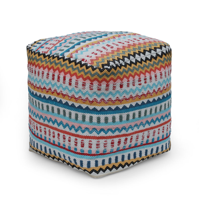 Hilliard Boho Handcrafted Peruvian Print Cube Pouf