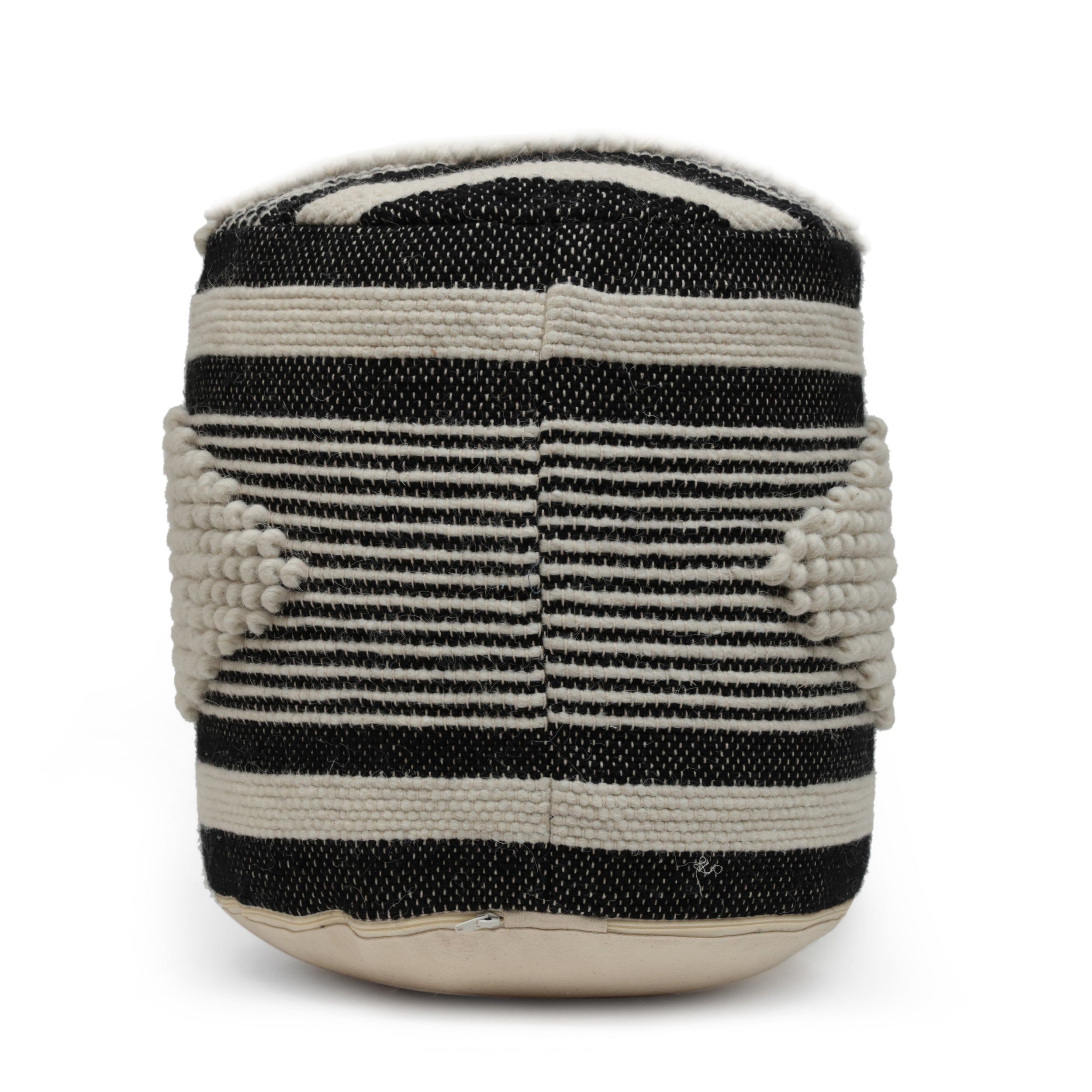 Villard Boho Handcrafted Fabric Cylinder Pouf
