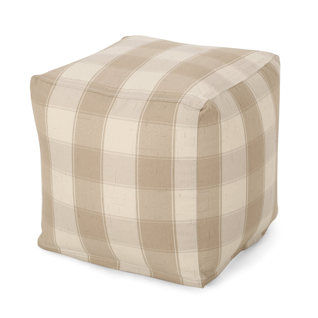 Prestage Modern Fabric Checkered Cube Pouf
